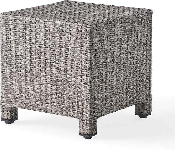 Christopher Knight Home Puerta Outdoor Wicker Side Table, Mixed Black