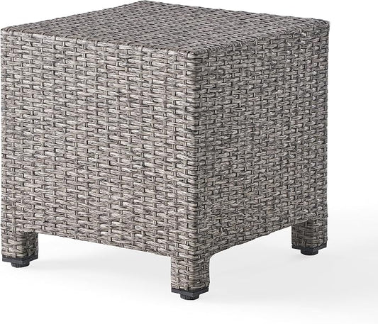 Christopher Knight Home Puerta Outdoor Wicker Side Table, Mixed Black