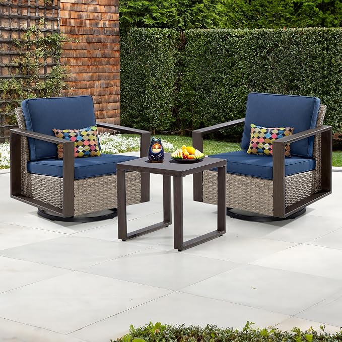 Joyside Outdoor Metal Side Table - 20"x 20" Small Square Coffee Table Patio Bistro Set Table Ideal Match for Patio Furniture, Wood-Looking Brown