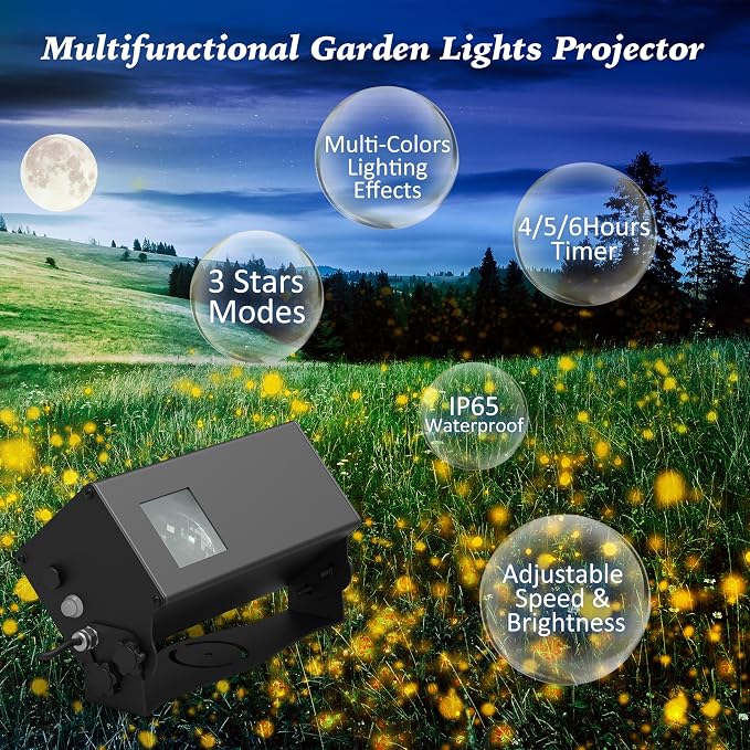 AIRIVO Outdoor Laser Lights Projector, 5 Color Motion Firefly Lights Star Show Projection Light, Christmas Projector Light with Remote Control for Holidays Halloween Decoration Home, Garden, Patio
