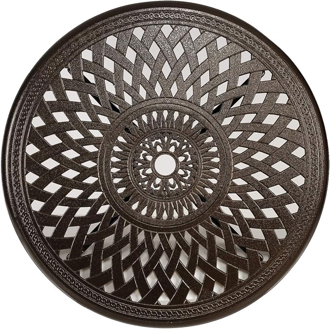 Puluomis 31” Round Cast Aluminum Dining Table, Outdoor Patio Retro Bistro Dining Table with 2” Umbrella Hole