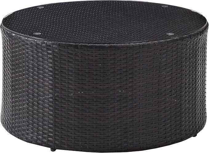 Crosley Furniture Catalina All Weather Rattan Wicker Outdoor Round Coffee Table for Patio, Deck, Porch, Brown