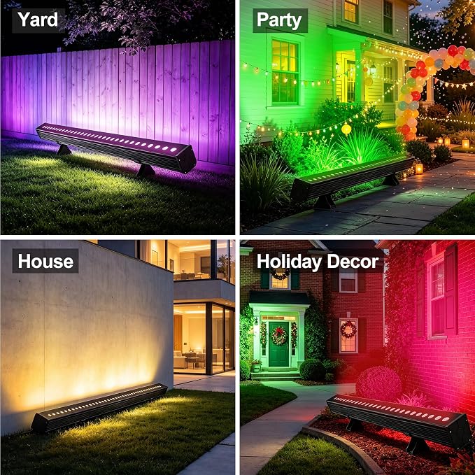 Smart LED Wall Washer Light, 40 Inch RGBCW Outdoor Color Changing Light Bar, App and RF Remote Control, 2700K-6500K Tunable White, 1%-100% Dimmable, Music Sync, 50 Scene Modes, IP65, AC120V