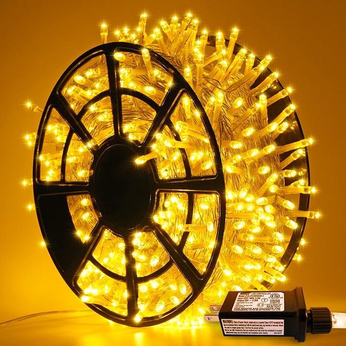 JMEXSUSS 230ft 720 LED Warm White Christmas String Lights Outdoor | Plug-in Outdoor String Lights with Remote Control, Clear Wire 8 Modes Christmas Tree Light for Bedroom Tree