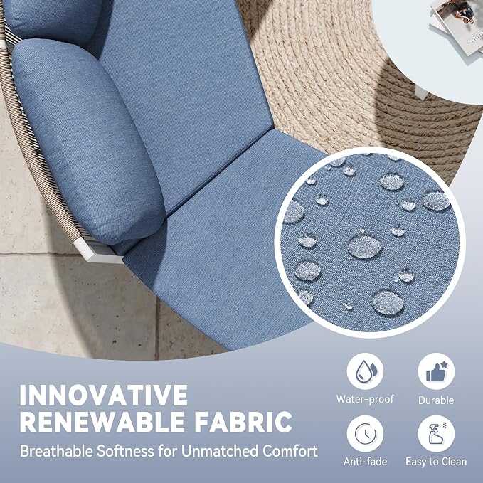Crestlive Curved Patio Furniture Set, Modular Half Moon 6-Seater Sofa with Round Coffee Table, Aluminum Outdoor Sectional with 4.3" Cushions, All-Weather Couch for Backyard, Deck, Porch, Poolside