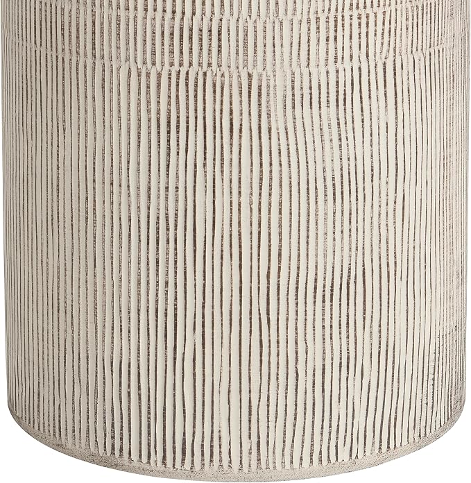 Christopher Knight Home 17.52" H Textured MGO Side Table Cylindrical End Table Indoor Outdoor Living Room Patio Balcony Decor Minimalist Accent Furniture, White