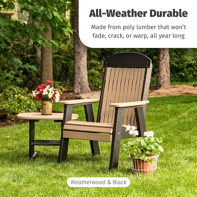 LuxCraft Poly Small Table Stand, Outdoor Side Tables for Patio, Weatherproof Patio End Table for Outside, Eco Friendly and UV Resistant HDPE - Amish Made in USA (Dove Gray & Black)