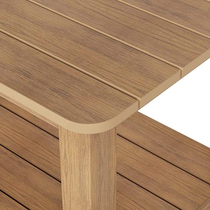 WestinTrends Tuscany Outdoor Side Table, All Weather HIPS 2 Tier Adirondack Small Patio Table with Storage, Teak
