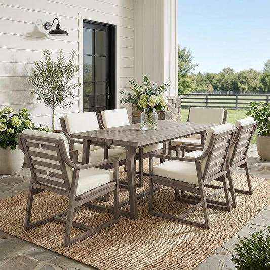 RUNNA Outdoor Dining Set 7-Piece Outdoor Dining Set Patio Table and Chairs Set Modern Outdoor Furniture Set for Patio, Backyard,Garden (Beige+Brown#31)