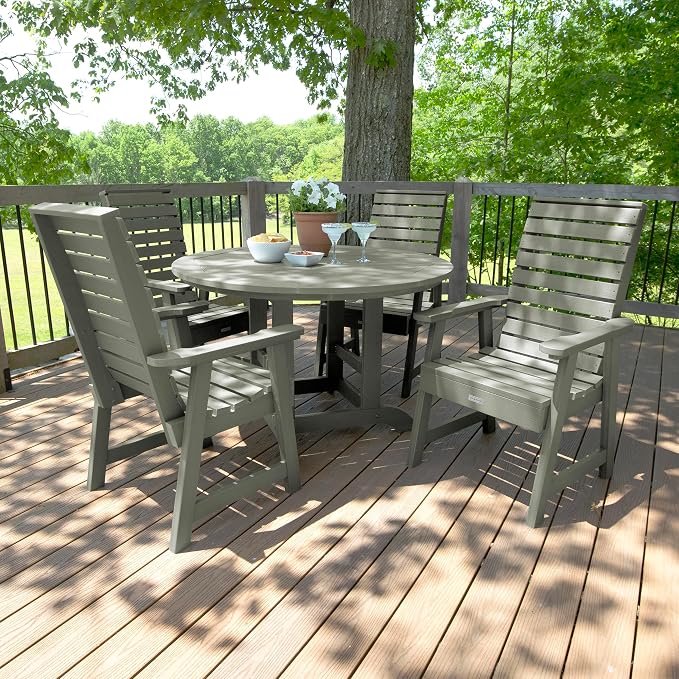 highwood Weatherly 5-Piece Round Dining Set, Eucalyptus