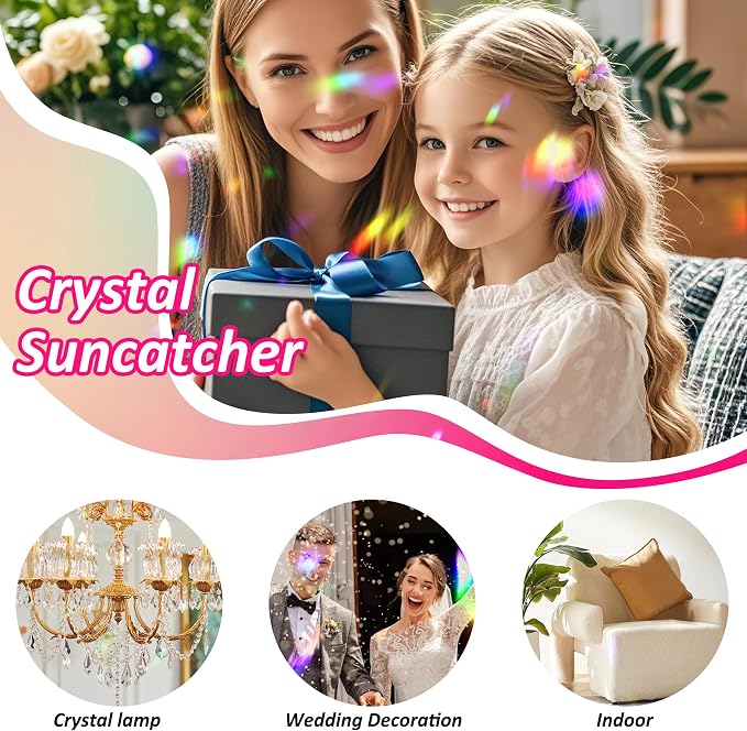10pcs 38mm Crystal Suncatcher Pendants Chandelier Parts Decor | Crystal Sun Catcher, 38mm Hanging Crystal, Chandelier Parts, Prism Pendants with Hook, Crystal Christmas Ornaments Home Decor