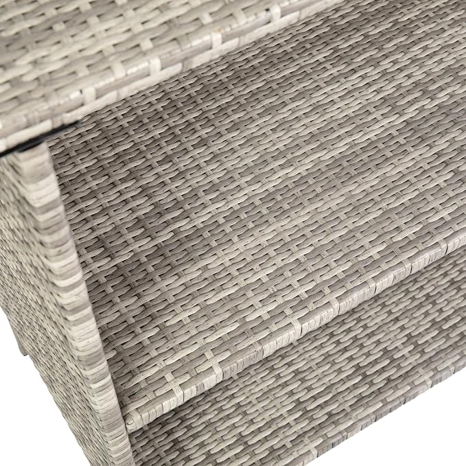 Flash Furniture Marco Indoor/Outdoor Patio Bar Counter Table, All-Weather Wicker Rattan Pattern, 2 Shelves, Gray