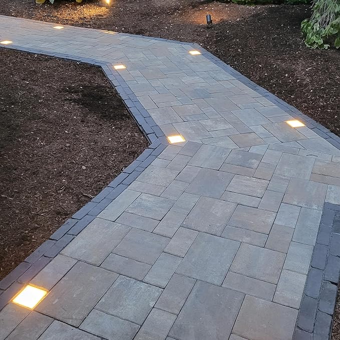 LUMENGY Paver Light 4x4 Inch (3.93x3.93), 2700K Warm White, Glare-Free Brick Lighting for Driveways, Walkways, Pool Decks and Patios, 12V Hardwired, IP67 Waterproof, Drive-Over Rated