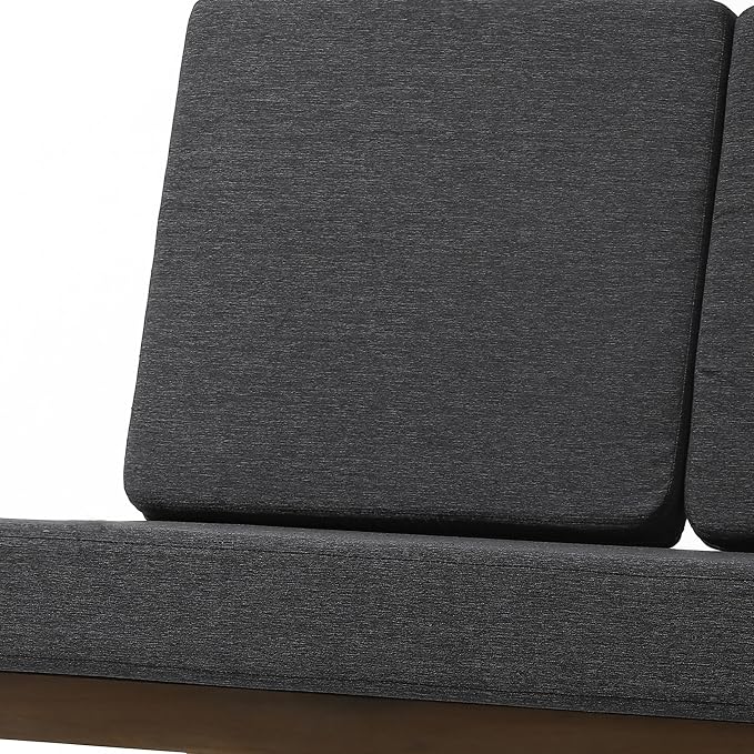 4 Piece Wood Outdoor Patio Frutnire Set, 5 Seater Patio Conversation Sets with Thick Cushions, Outdoor Sectional Furniture with Coffee Table - Dark Gray