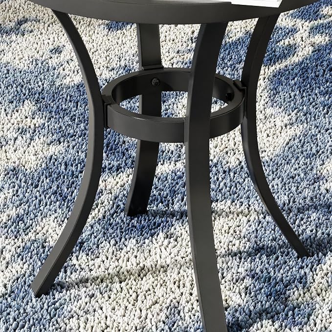 VICLLAX Small Round Patio Table for Lawn Garden, Outdoor Metal Dining Furniture, Black