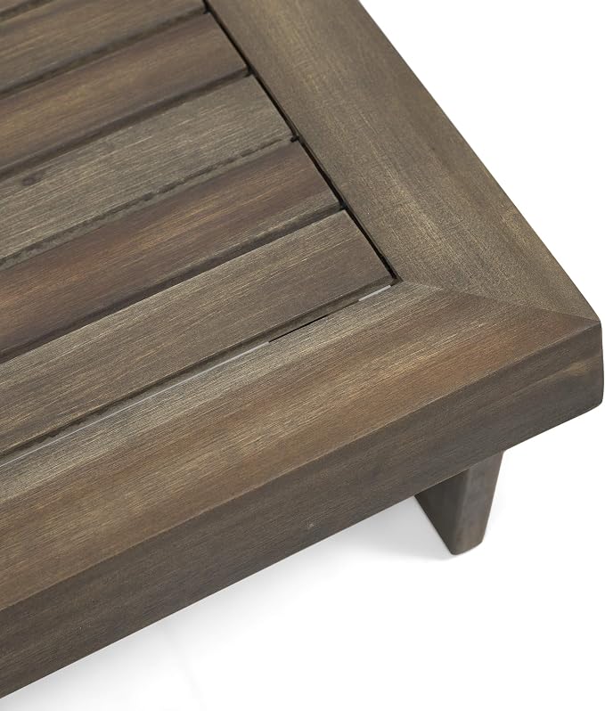 GDFStudio Outdoor Acacia Wood Coffee Table, Gray