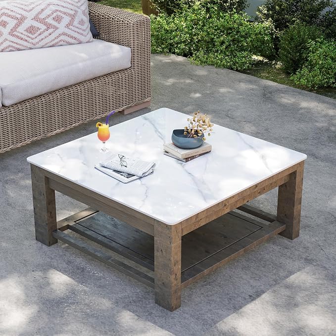 47.2" Square Table Top - White | Heat & Scratch Resistant Durable Tabletop for Dining, Indoor/Outdoor, Pub & Home Office - All-Weather Use