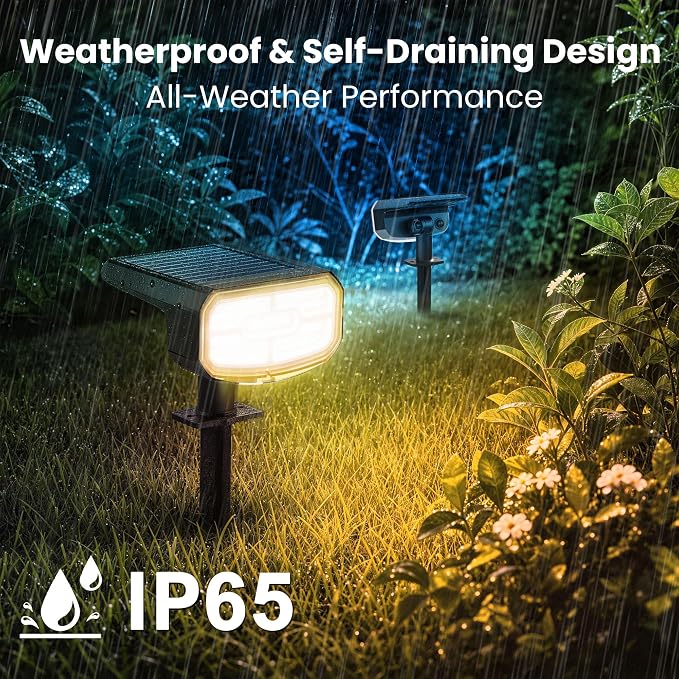 JEJOT Solar Spot Lights Outdoor Waterproof,2 Pack,8 Lighting Modes Solar Spotlights, Solar Lights for Yard Garden Lawn Landscape,Multicolor