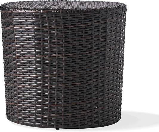 Wicker Rattan Side Table, Outdoor Round Rattan Coffee End Table for Patio Porch Lawn