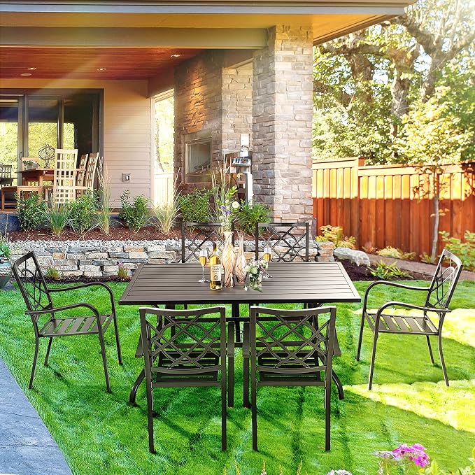 4 Pieces Outdoor Dining Chairs, Patio Bistro Wrought Iron Stackable Chairs with Armrest for Garden, Porch, Backyard, Black - Supports 250 lbs
