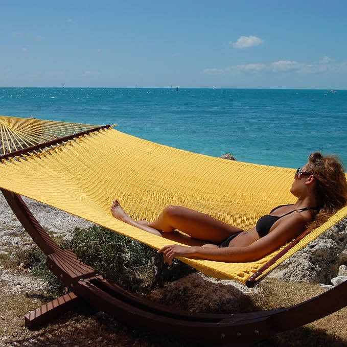 Jumbo Caribbean Hammock - 55 Inch - Soft-Spun Polyester - Yellow