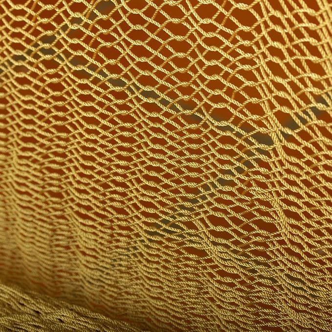 NOVICA Beige Hand Woven Nylon Mayan 2 Person XL Rope Hammock with Hanging Accessories, 'Bronze Sun' (Double)
