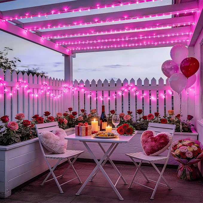 JMEXSUSS 600 LED Pink Christmas String Lights Indoor Outdoor Plug in | 168ft Pink Fairy Lights for Bedroom Romantic Tree Patio Wedding Party Christmas Room Decor, Remote Timer Clear Wire
