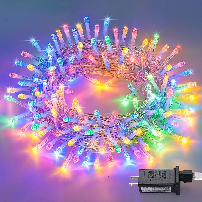 JMEXSUSS 150 LED Multicolor Christmas Tree Lights Indoor Outdoor Waterproof | 59 Ft Connectable Colorful Christmas String Lights Plug in, 8 Modes Multi-color String Lights for Patio Party Holiday Decor