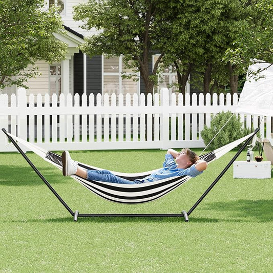 2 Person Hammock with Heavy Duty Steel Stand 450LBS Indoor Outdoor