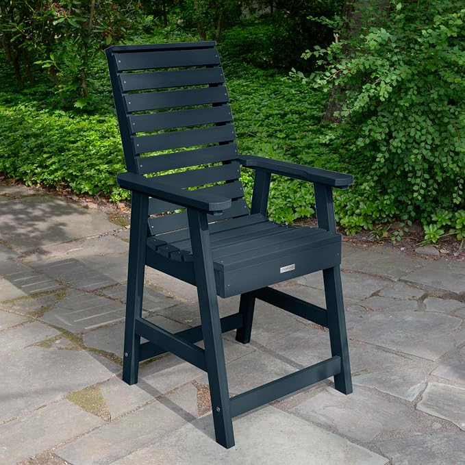 Highwood Weatherly 5 Piece Square Counter Height Outdoor Dining Set, Federal Blue