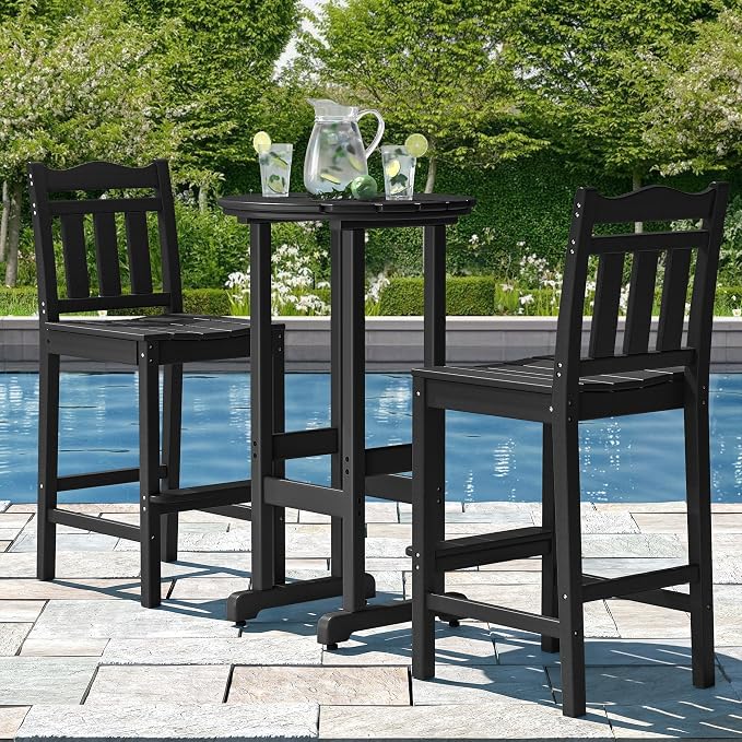 nalone 40" Outdoor Bar Table, All Weather HDPE Bar Height Patio Table Counter Round Patio Cocktail Bar Tables, Tall Bistro Pub Table for Deck, Porch, Backyard, Garden