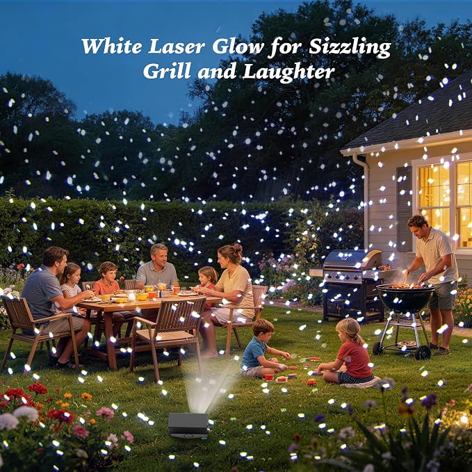 AIRIVO Outdoor Laser Lights Projector, White Laser Fairy Lights Projector, Christmas Snowflake Projector 3 Lighting Modes with Remote Control,Holiday Halloween Decor for Home,Garden, Trees,White Laser