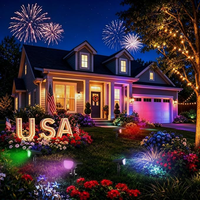 GKGG Solar Multicolor Lights Waterproof IP65, 8 Lighting Modes Solar Spot Lights Outdoor Yard Garden Landscape Pathway Decorations (Multicolor, 4 Pack)