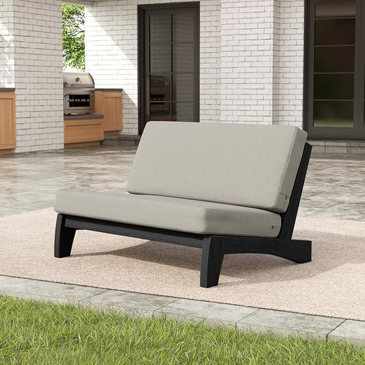 Pia Ricoo 1-Piece Patio Furniture Set, Outdoor Loveseat with 4.5-Inch Thick Cushions, All-Weather Outdoor Sofa for Backyard, Deck, Lawn - Light Camel/Dark