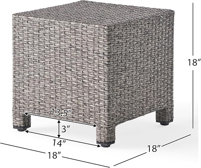 Christopher Knight Home Puerta Outdoor Wicker Side Table, Mixed Black