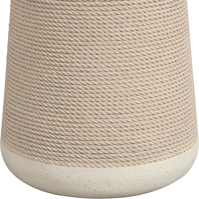 Christopher Knight Home 18.11" H Simulated Rattan and Stone MGO Side Table Sculptural Tapered End Table Indoor Outdoor Living Room Patio Balcony Decor Accent Table, Natural Wood