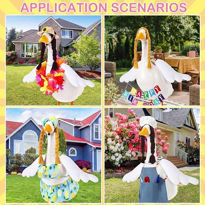 Abbylike 1 Pcs Poseable Goose Wings for 23”- 28" Porch Lawn Goose Outfit Accessories Poseable White Wings for Outdoor Patio Yard Lawn Art Decoration (Rippled Edge)