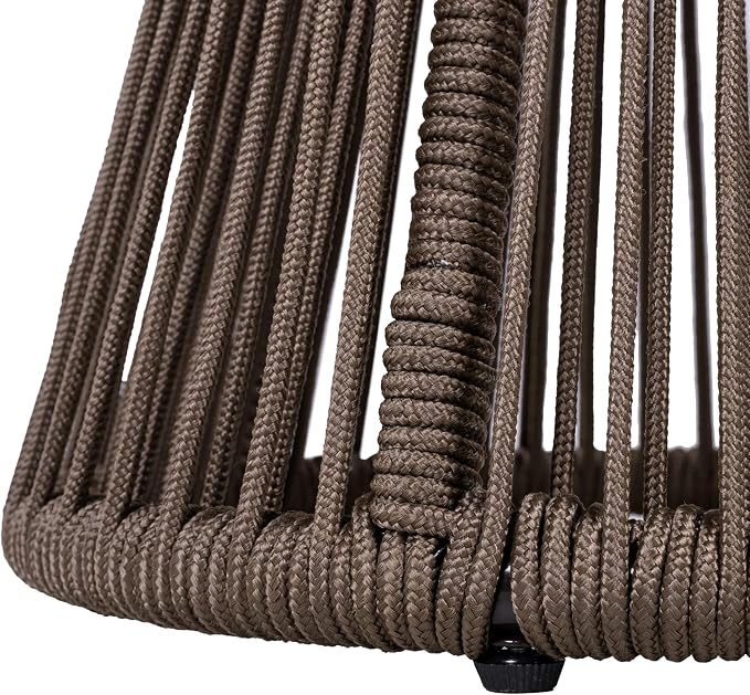 Christopher Knight Home Nara 25.8" Acacia Wood Outdoor Side Table, Hourglass Shaped with Metal Frame+Woven Rope, Outdoor Coffee Table, Garden Plant Stand Indoor, No Assembly Needed, Dark Grey+Teak