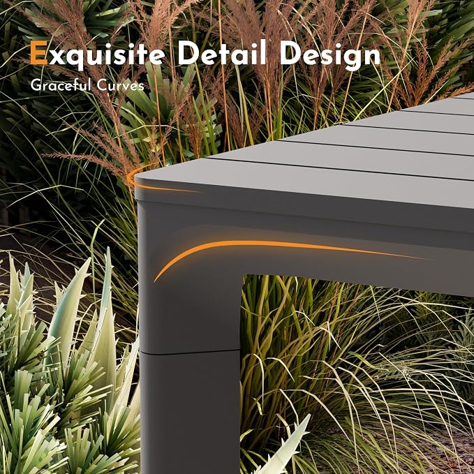 Modern Shade Cavo 79" All-Aluminum Outdoor Patio Dining Table, Minimalist Aluminum Patio Table with Elegant Easy-Clean Surface, Weather-Resistant Outdoor Dining Table for Garden, Indoor, Gray