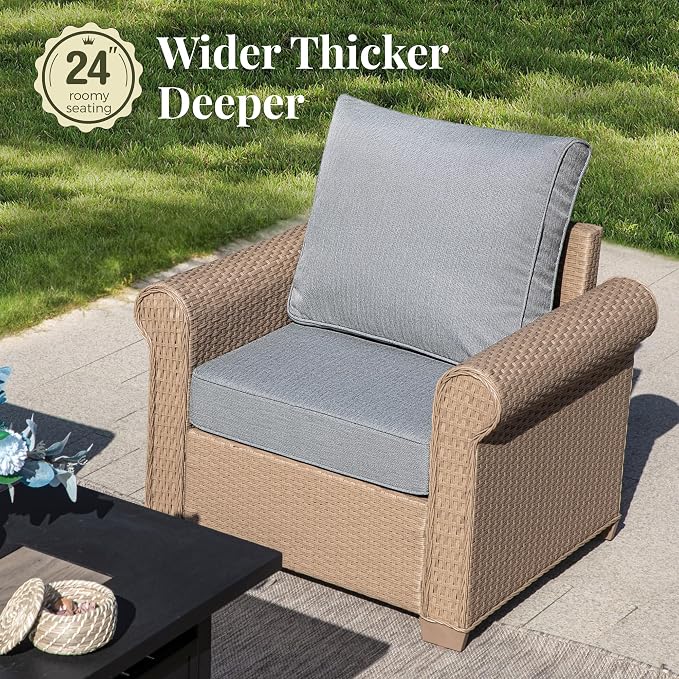 MIXPATIO Patio Furniture Set 2 pcs, Wicker Outdoor Patio Furniture, 2 Single Chairs, Rattan Patio Conversation Set for Backyard Deck, Grey