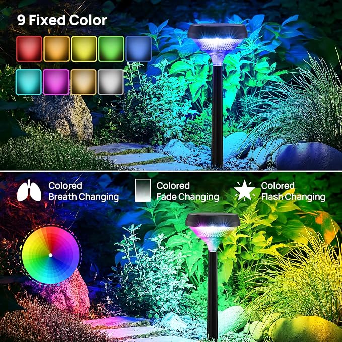 Linkind Solar Lights Outdoor 8 Pack, Color Changing Solar Pathway Lights | Multicolor/Warm White/Cool White Solar Lights Outdoor Waterproof for Walkway Yard Garden Landscape Driveway