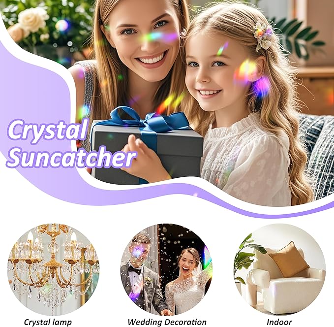10pcs 38mm Crystal Suncatcher Pendants Chandelier Parts Decor | Crystal Sun Catcher, 38mm Hanging Crystal, Chandelier Parts, Prism Pendants with Hook, Crystal Christmas Ornaments Home Decor