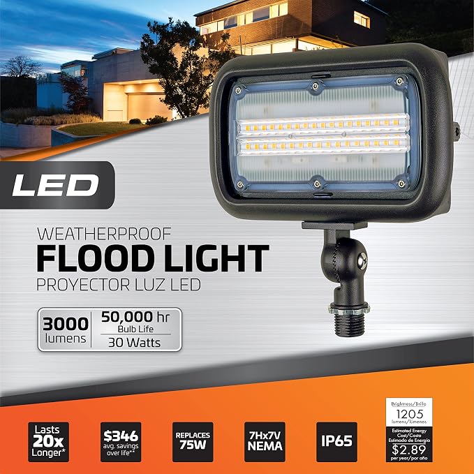 Newhouse Lighting WW30BRZ 30-Watt Outdoor LED Wall Wash Flood Light, Weatherproof, Bronze