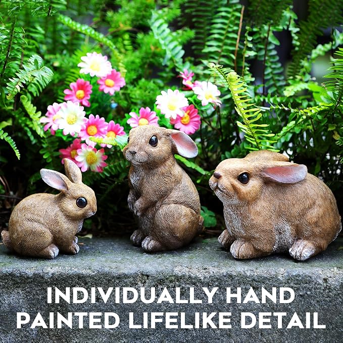 LEGIFO Bunny Decor Yard Decorations Outdoor Set of 3, Bunny Decorations for Home Garden Outdoor Statues, Easter Rabbit Figurines mom Gifts