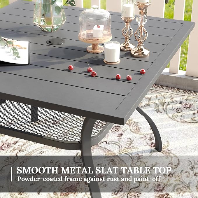 VICLLAX 5 Pieces Patio Dining Set, 4 Seats Outdoor Furniture Includes 37.8" Square Outdoor Table and 4 Swivel Patio Chairs, Grey Tabletop and Fabric