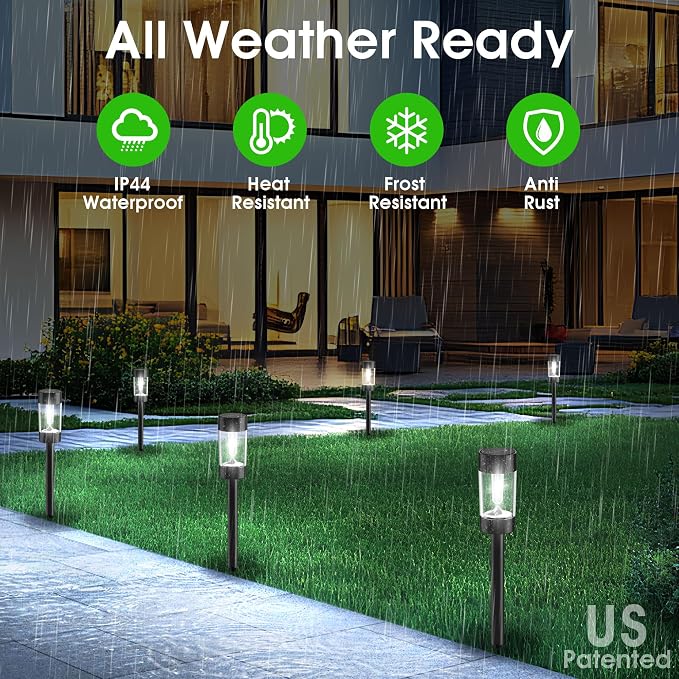 Eyrosa Solar Lights Outdoor, 12 Pack Waterproof Solar Landscape Lighting for Pathway Garden Yard Path Walkway Driveway Lawn Patio Outside Decor, Cool White | Solar Landscape Lighting for Pathway Garden Yard Path Walkway Driveway Lawn Outside Décor