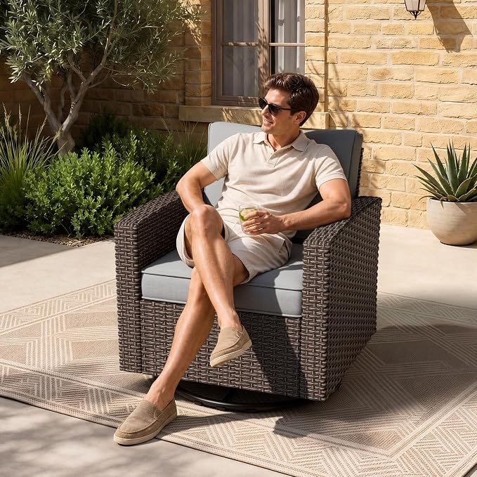 Patio Furniture Set - All-Weather - 1 Piece Wicker Outdoor Patio Conversation Set, Modular Rattan Sectional Sofa for Backyard, Garden, Patio, Poolside