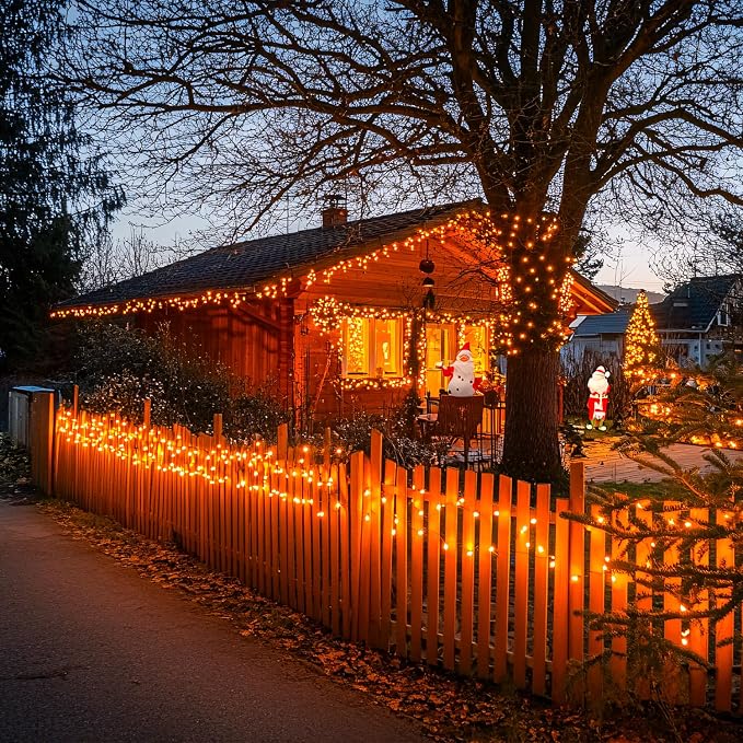 JMEXSUSS 150 LED Orange Halloween Lights Indoor, Fall Lights Plug in | 59Ft Connectable Orange String Lights Outdoor, 8 Modes Orange Lights for Halloween Thanksgiving Fireplace Tree Party Decor