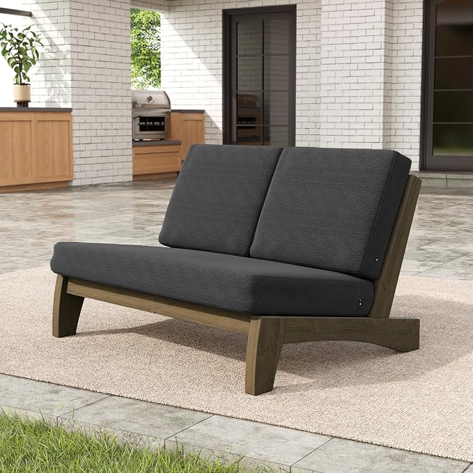Pia Ricoo 1-Piece Patio Furniture Set, Outdoor Loveseat with 4.5-Inch Thick Cushions, All-Weather Outdoor Sofa for Backyard, Deck, Lawn - Drak (Split Back)