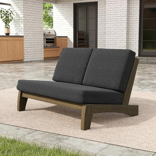 Pia Ricoo 1-Piece Patio Furniture Set, Outdoor Loveseat with 4.5-Inch Thick Cushions, All-Weather Outdoor Sofa for Backyard, Deck, Lawn - Drak (Split Back)